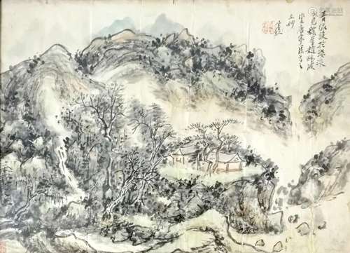 黄宾虹 山水 镜框