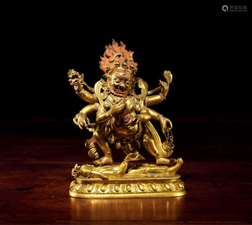18世纪 铜鎏金玛哈嘎拉像