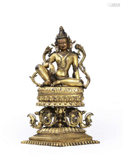 A gilding copper sitting Guanyin statue