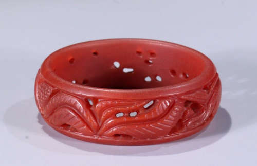 RED AGATE CARVED BANGLE