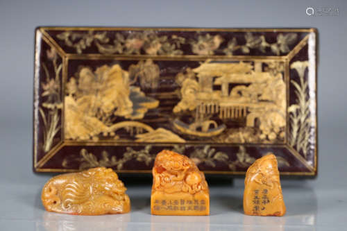 SET OF TIANHUANG STONE CARVED SEALS