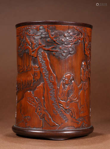 WUZHIPAN BAMBOO CARVED BRUSH POT