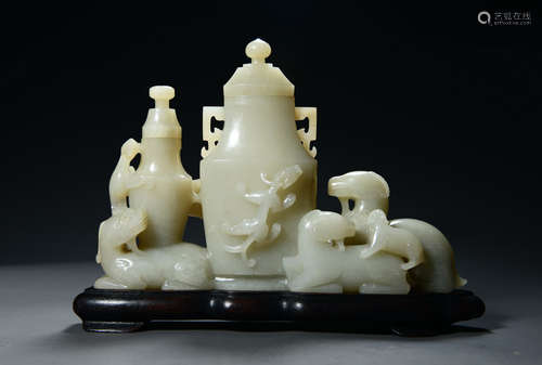 JADE CARVED DRAGON SHAPED VASE