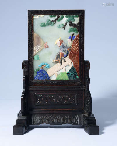 HONG WOOD FRAME WITH GEM DECORATED SCREEN