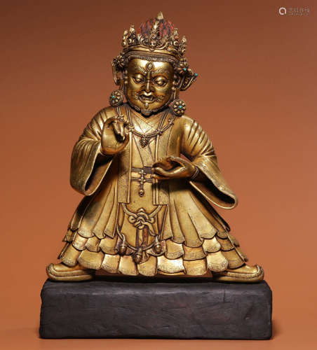 GILT BRONZE CAST MAHAKALA STATUE