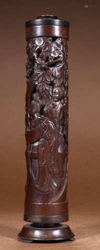 BAMBOO CARVED FIGURE TUBE
