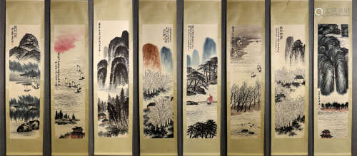 SET OF QI BAISHI LANDSCAPE PATTERN PAINTINGS