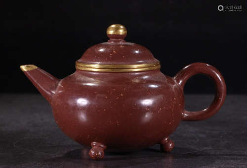 ZISHA MUD WRAPPED WITH COPPER TEAPOT