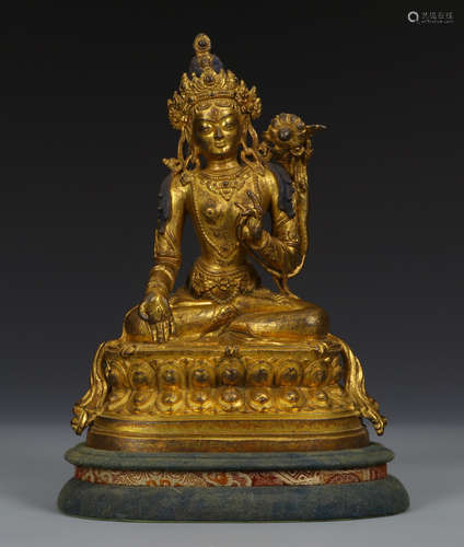 GILT BRONZE CAST TARA BUDDHA STATUE