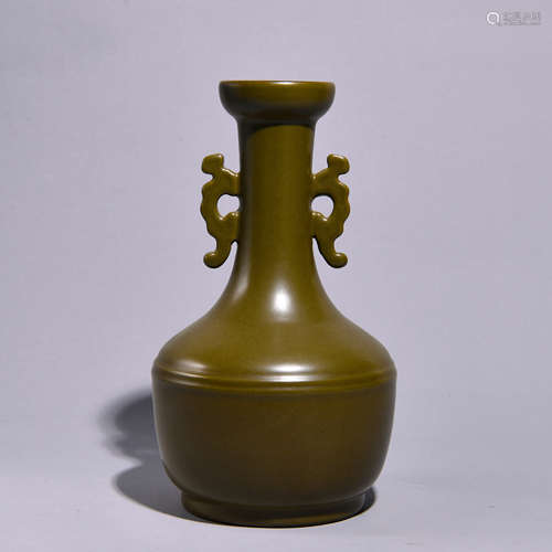 A TEA DUST GLAZED DOUBLE EARED BOTTLE