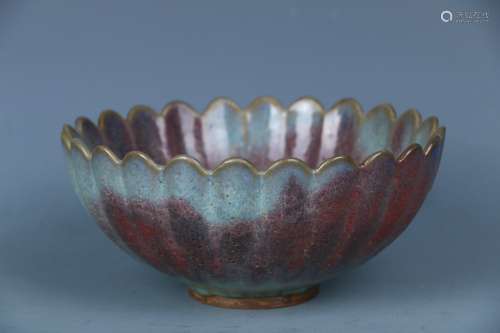 Flambe-glazed Lotus-shaped Bowl