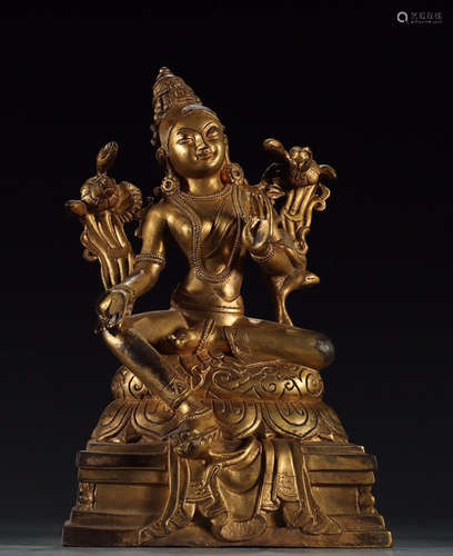 GILT BRONZE TARA BUDDHA STATUE