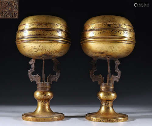 PAIR OF GILT BRONZE CENSER