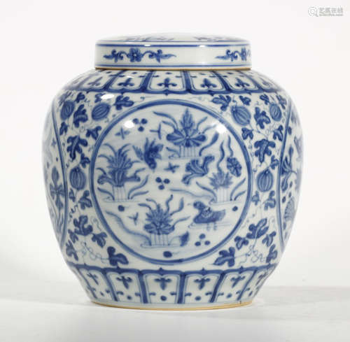 TIAN MARK BLUE&WHITE GLAZE JAR