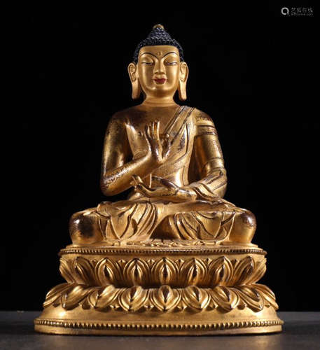 GILT BRONZE SAKYAMUNI BUDDHA STATUE