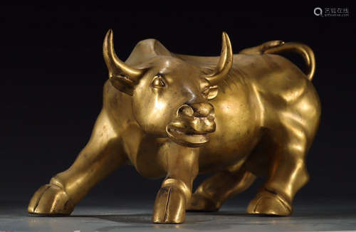 GILT BRONZE ORNAMENT SHAPED WITH BULL