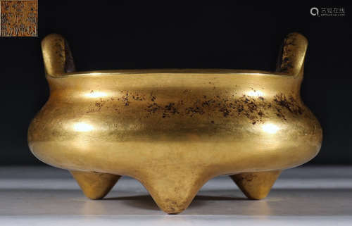 GILT BRONZE CENSER WITH MARK