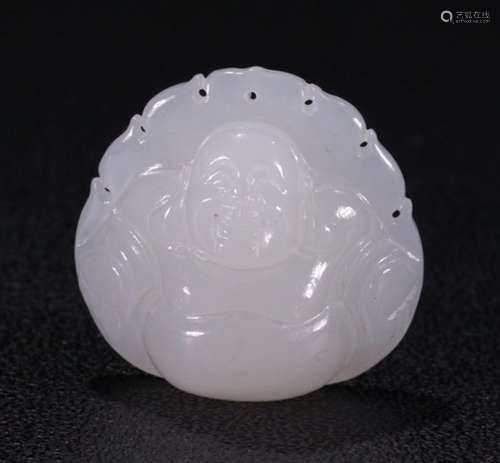 HETIAN JADE PENDANT CARVED WITH MAITREYA BUDDHA