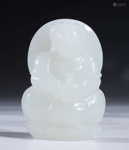 HETIAN JADE PENDANT CARVED WITH BUDDHA