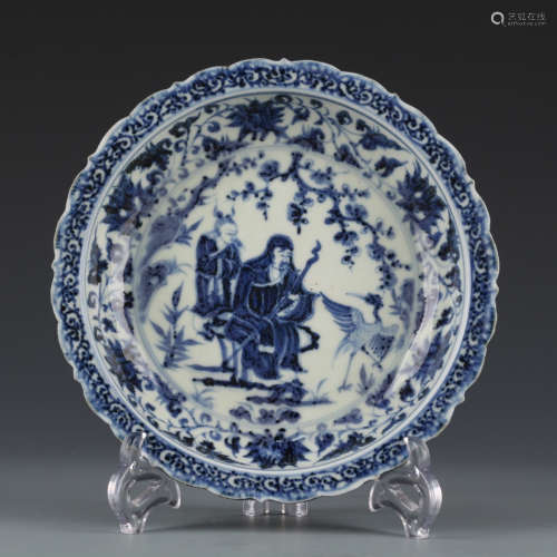BLUE&WHITE GLAZE PLATE PAINTED WITH STORY