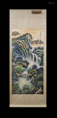 Zhang Daqian Inscription, Landscape Vertical Painting