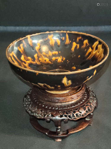 Black Glaze Fambe Porcelain Cup