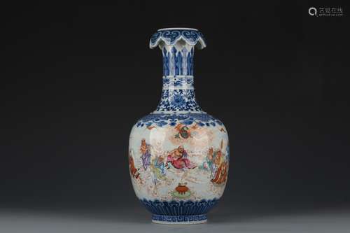 Qing Dynasty Qianlong Period Blue and White Famille Rose Eig...