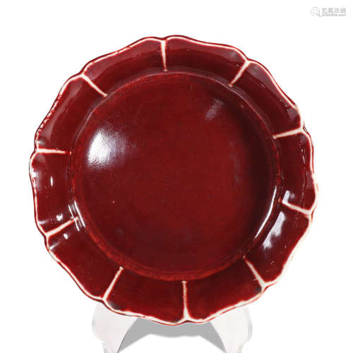 A red glazed dish