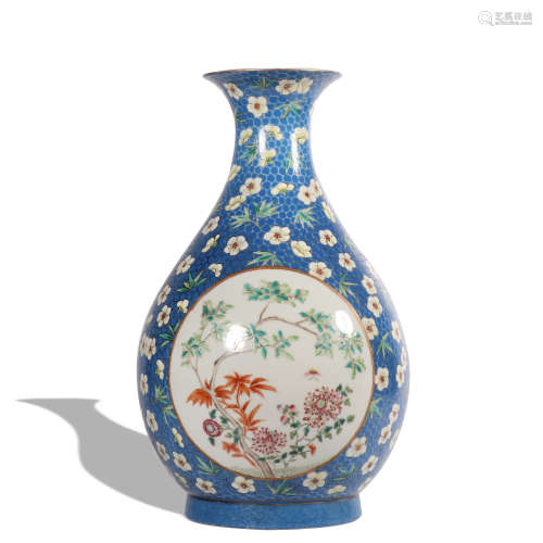 A famille-rose 'floral' pear-shaped vase