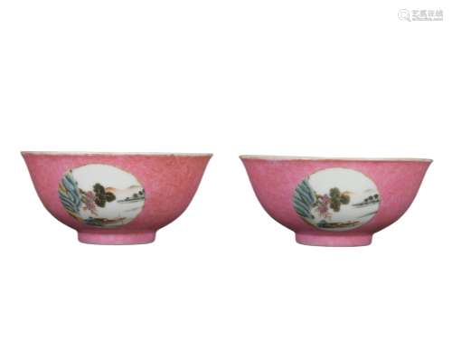 A pair of Carmine glaze bowl