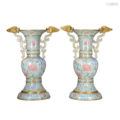 A pair of Cloisonne vase