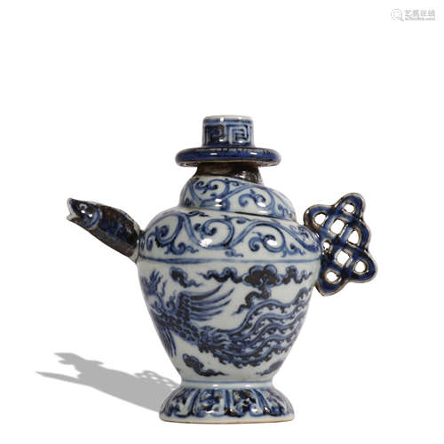 A blue and white 'phoenix' vase