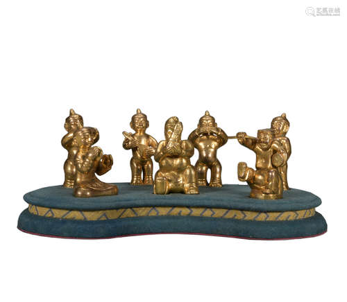 A set of gilt-bronze figure