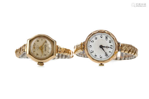 TWO GOLD CASED LADY'S WATCHES