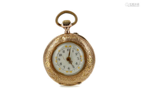 A LADY'S FOURTEEN CARAT GOLD CASED FOB WATCH