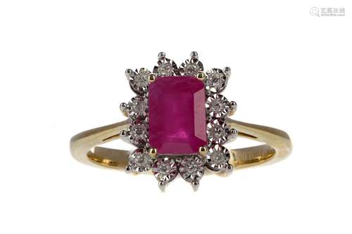 A RUBY AND DIAMOND RING