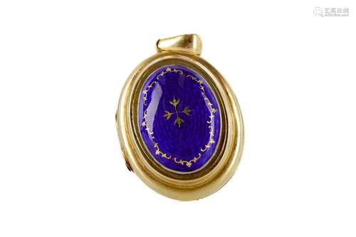 A BLUE ENAMELLED LOCKET