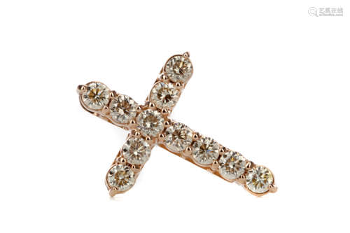 A ROSE GOLD DIAMOND CROSS PENDANT