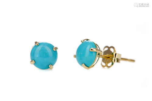 A PAIR OF TURQUOISE STUD EARRINGS