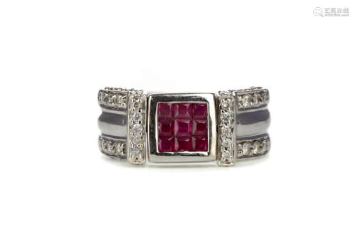 RUBY AND DIAMOND SWIVEL RING