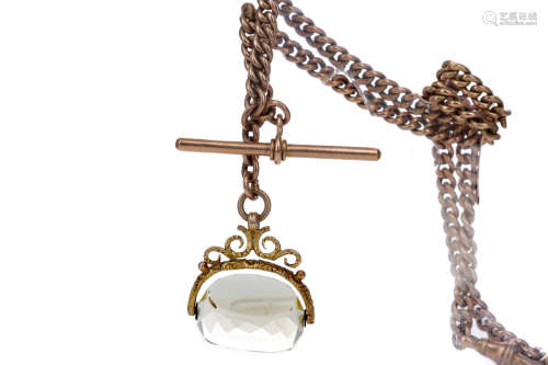 A DOUBLE ALBERT CHAIN WITH SWIVEL FOB