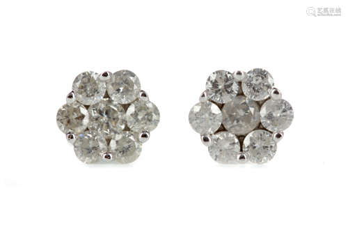 A PAIR OF DIAMOND CLUSTER EARRINGS