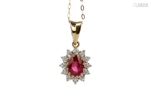 A RUBY AND DIAMOND PENDANT