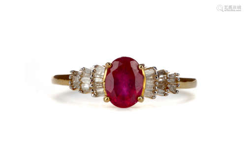 A RUBY AND DIAMOND RING