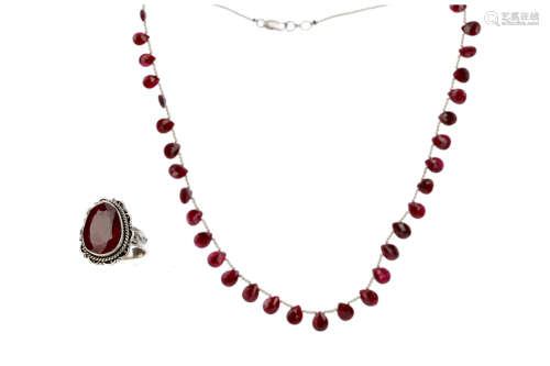 A RUBY NECKLACE AND RING