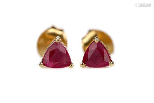 A PAIR OF RUBY STUD EARRINGS