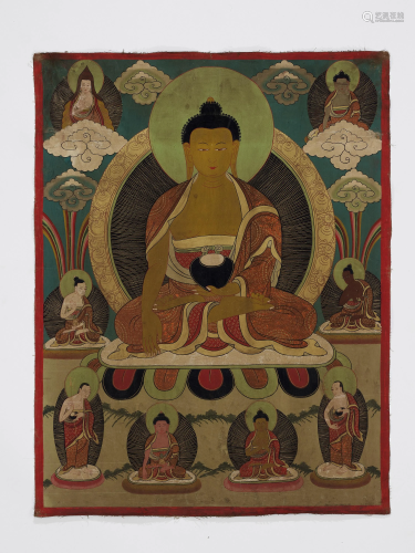 A THANGKA DEPICTING BUDDHA AMITABHA, C. 1900-1920