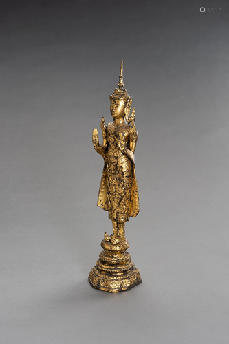 BRONZE FIGURE OF A STANDING BUDDHA, RATTANAKOSIN