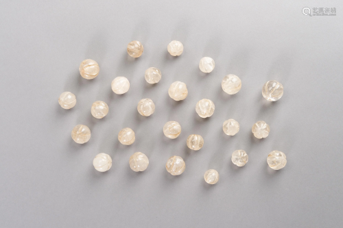 TWENTY-FIVE ANTIQUE ROCKCRYSTAL BEADS