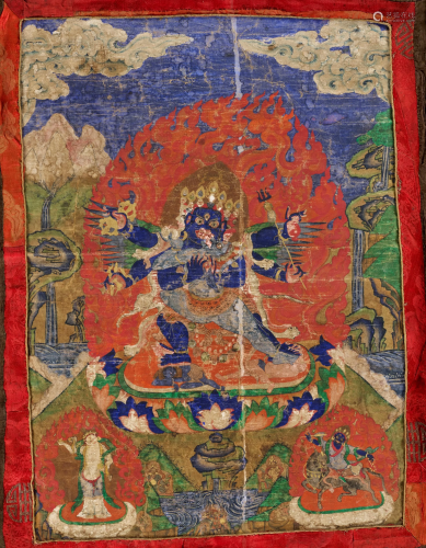 A THANGKA OF GURU DRAGPO, 17TH-18TH CENTURY